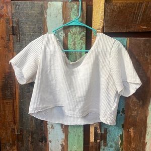 white cropped mesh shirt
